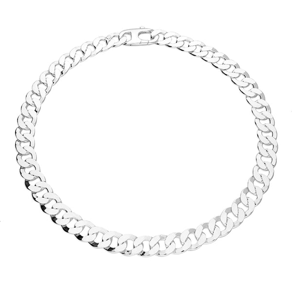 Sterling Silver Men's Heavy Open Diamond Cut Curb Chain 22 Inch