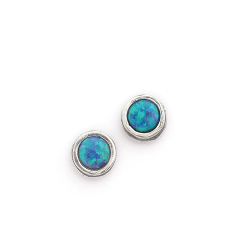 Aviv Silver Round Stud Opal Earrings ASE228