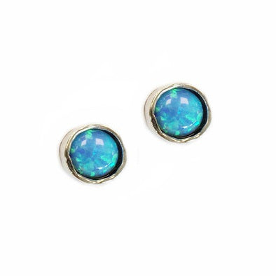 Aviv Silver Round Stud Opal Earrings ase674