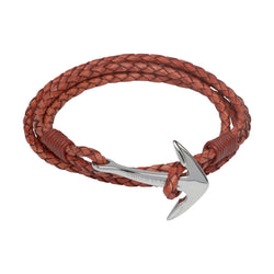 Unique & Co Mens Leather Anchor Bracelet B288