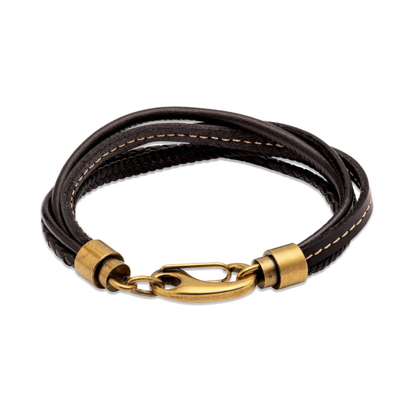 Unique & Co Mens Black Leather Bracelet B459BL