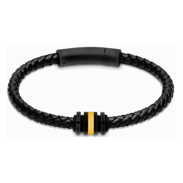 Unique & Co Mens Black Leather Bracelet B524GO