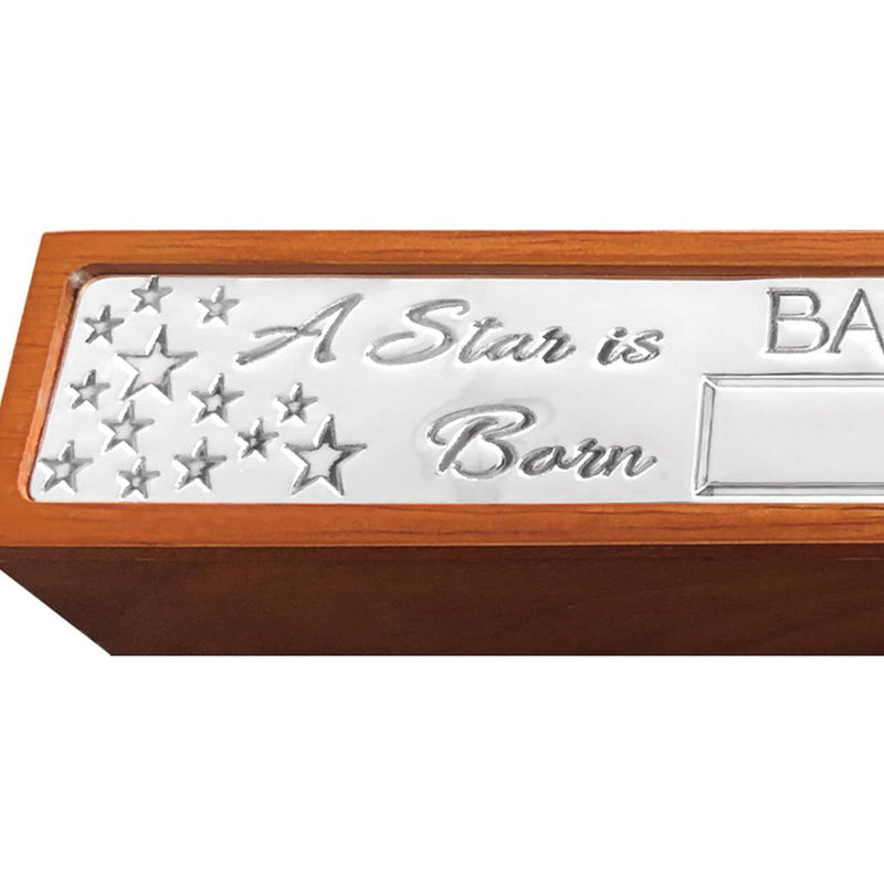 English Pewter Baby Girl Birth Certificate Holder star