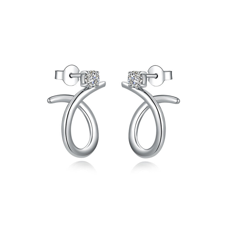 Fei Liu Iridana Plain Swirl Earrings COR-925R-201-CZ00-SIDE