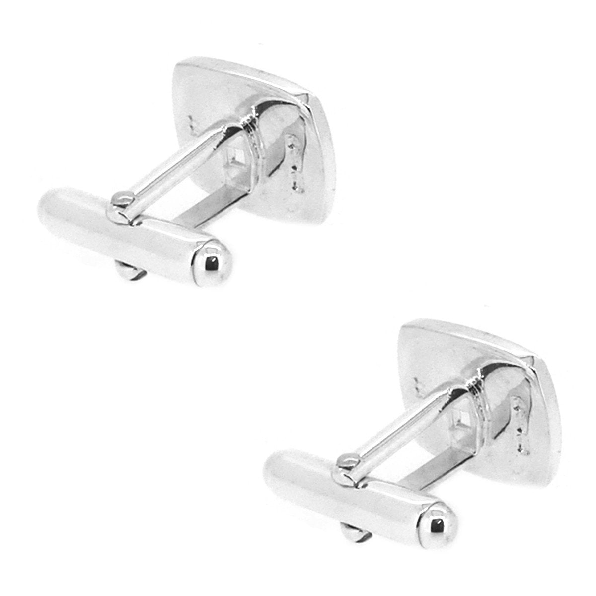 Sterling Silver Plain Cushion Cufflinks back