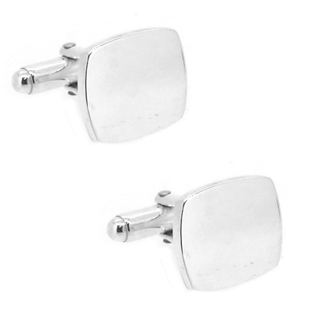 Sterling Silver Plain Cushion Cufflinks