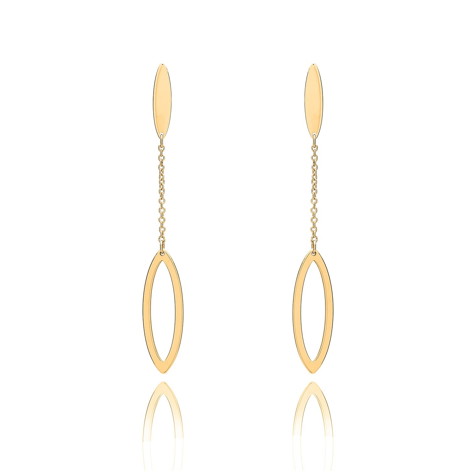Unique & Co Gold Open Oval Drop Earrings DE-21