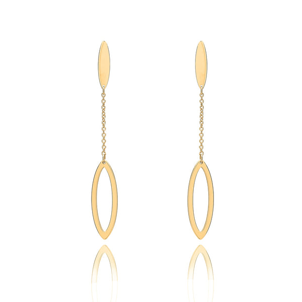 Unique & Co Gold Open Oval Drop Earrings DE-21