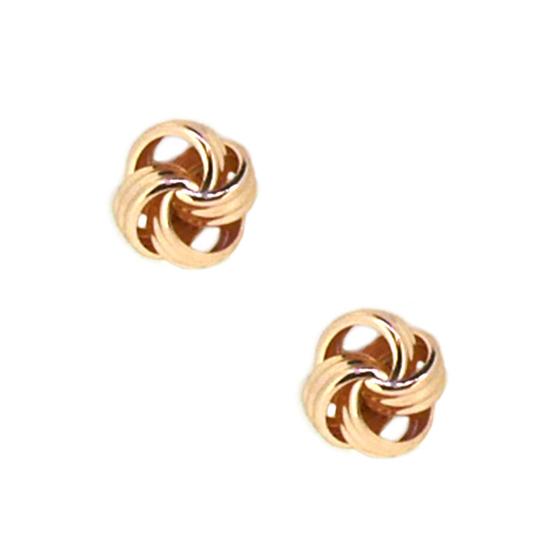 9ct Rose Gold 6mm Ribbed Knot Earrings