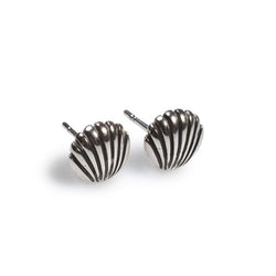 Henryka Sea Shell Stud Earrings in Silver