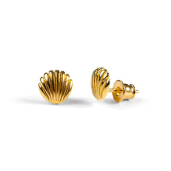 Henryka Sea Shell Stud Earrings in Silver24 k Gold Plated