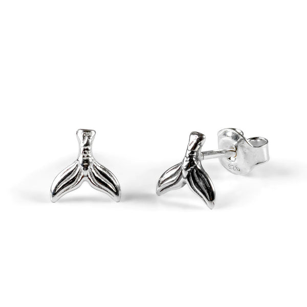 Henryka Mermaid Tail Stud Earrings in Silver