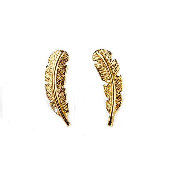 Henryka Feather Earrings in Silver 24k Gold Plated