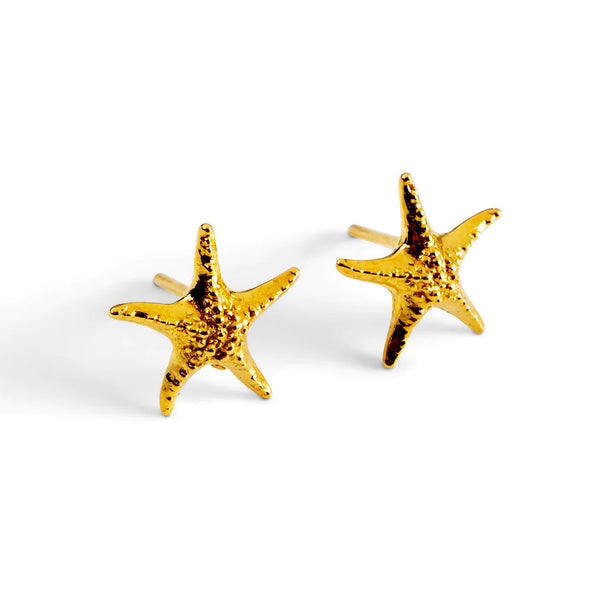 Henryka Starfish Stud Earrings in Silver 24k Gold Plated