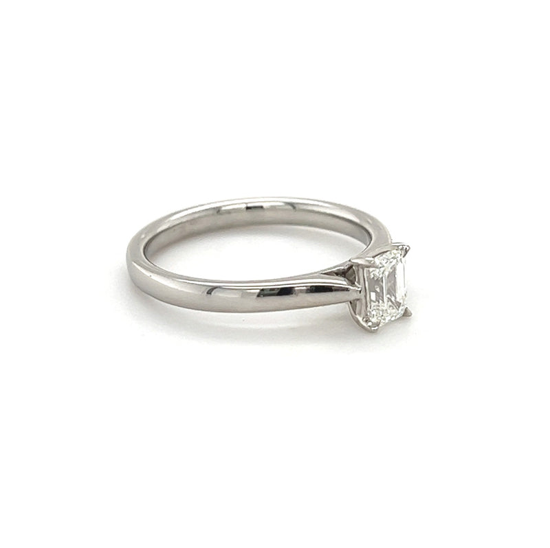 Platinum Solitaire Emerald Cut Diamond Ring 0.50ct side 
