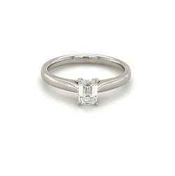 Platinum Solitaire Emerald Cut Diamond Ring 0.50ct