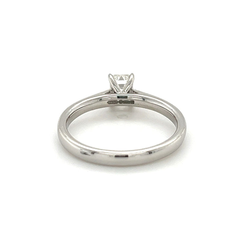 Platinum Solitaire Emerald Cut Diamond Ring 0.50ct rear view