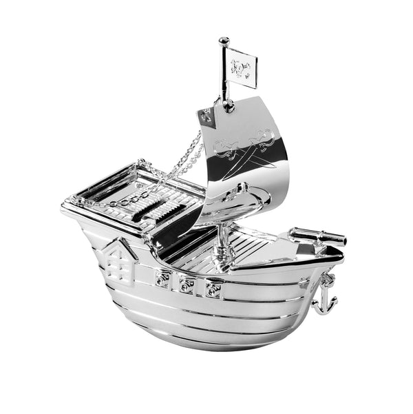 Silver Plated Pirate Ship Money Box 2785