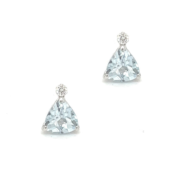 Aquamarine & Diamond Earrings 9ct White Gold