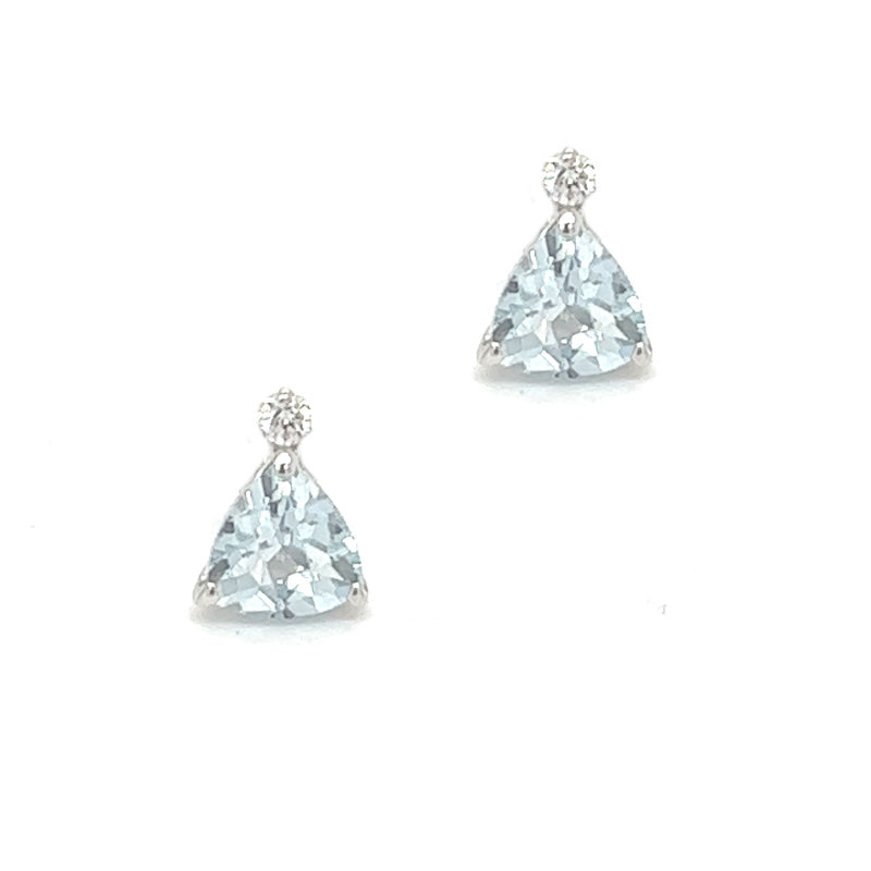 Aquamarine & Diamond Earrings 9ct White Gold