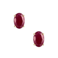 9ct Yellow Gold 5x3mm Oval Ruby Earrings GE1102RB