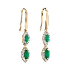 Marquise Drop Emerald Earring 9ct Yellow Gold