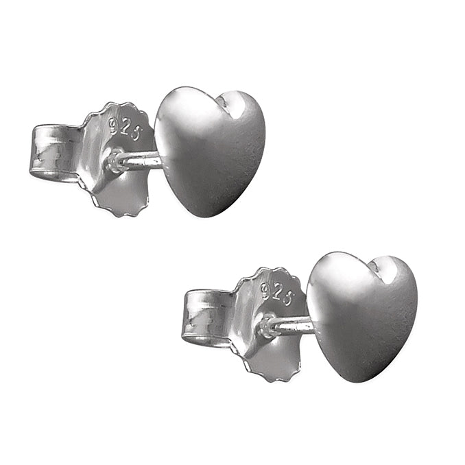 Sterling Silver Small Puff Heart Stud Earrings