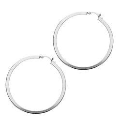 Sterling Silver 55mm Square Tube Hoop Earrings