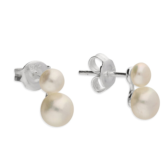 Sterling Silver Double Pearl Earrings