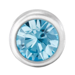 Stainless Steel Aquamarine Crystal Stone Bezel Set Ear Piercing Stud