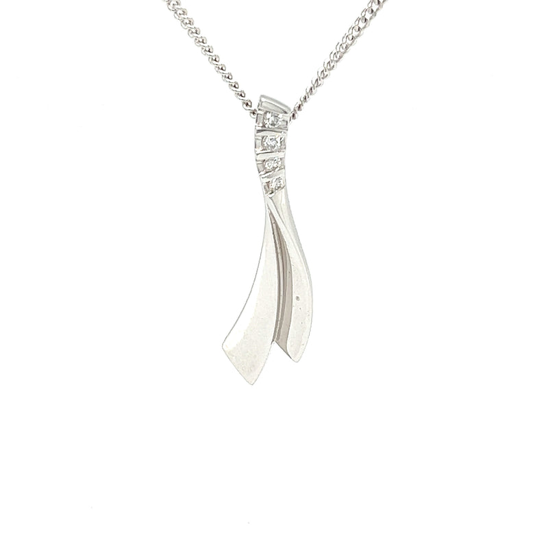 18ct White Gold Diamond Twist Necklace