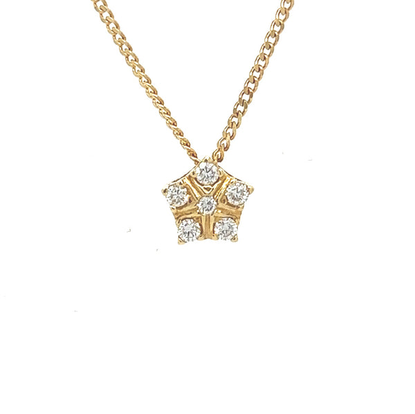 18ct Gold Diamond Set Star Pendant with Chain
