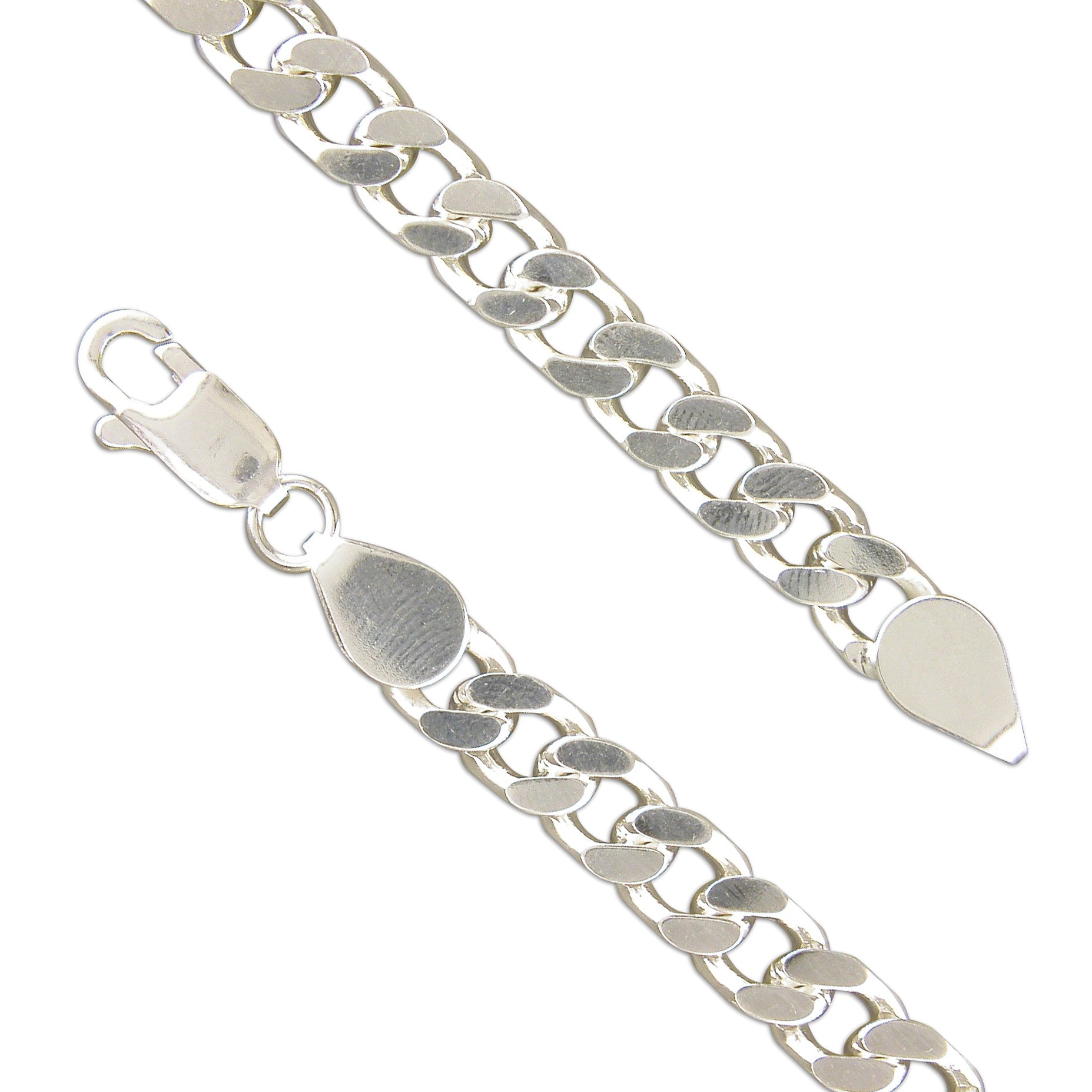 Sterling Silver Men's Medium Flat Curb Chain 20 Inch