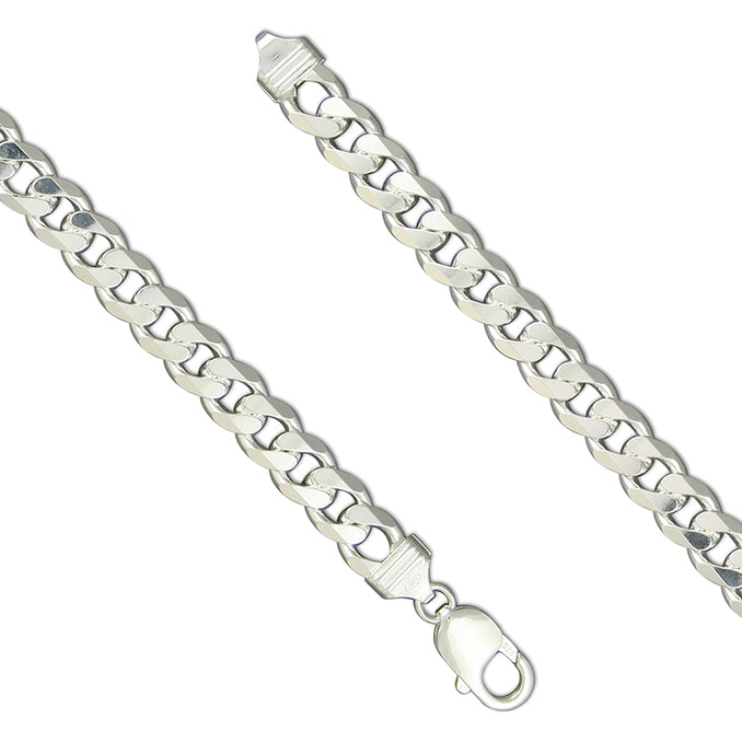 Sterling Silver Men's Heavy Open Diamond Cut Curb Chain 24 Inch