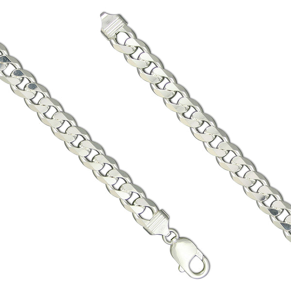 Sterling Silver Men's Heavy Open Diamond Cut Curb Chain 22 Inch