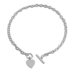Sterling Silver Heavy Heart Belcher Necklace with T-Bar