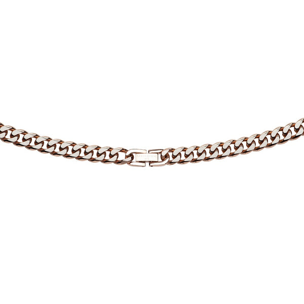 Unique & Co Mens Steel & Rose Curb Necklace LAK157