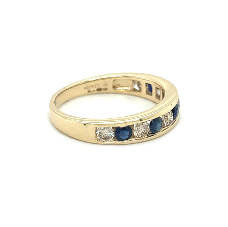 Sapphire & Diamond 11 Stone Channel Set Eternity Ring 9ct Gold side