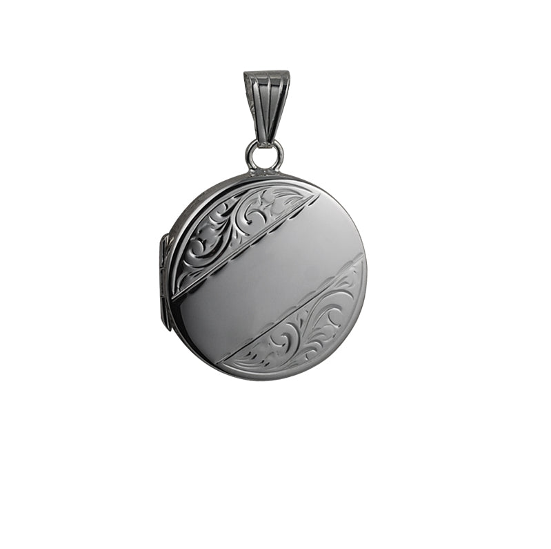 Sterling Silver Round Engraved Locket
