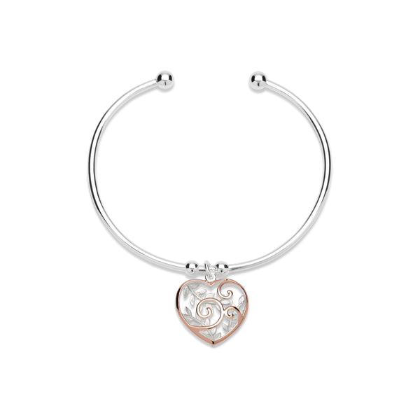 Unique & Co Sterling Silver Bangle with Rose Gold Plating MB-566