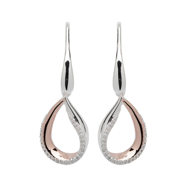 Unique & Co Sterling Silver Drop Earrings with Rose Gold Plating ME-684