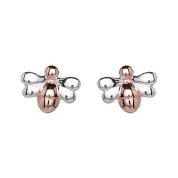 Unique & Co Silver and Rose Bee Stud Earrings