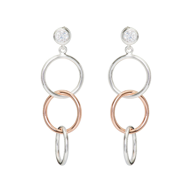 Unique & Co Sterling Silver Drop Earrings with Rose Gold Plating ME-789