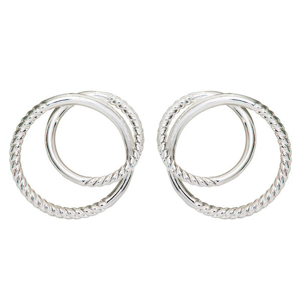 Unique & Co Sterling Silver Double Circle Earrings ME-793