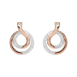 Unique & Co Rose Plated Sterling Silver CZ Earrings ME-797
