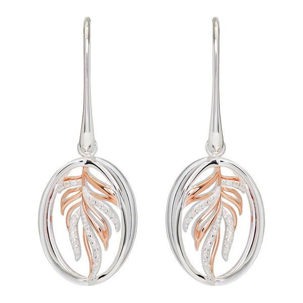 Unique & Co Sterling Silver Drop Earrings with Rose Gold Plating ME-800