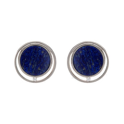 Unique & Co Silver Lapis Stud Earrings ME-811