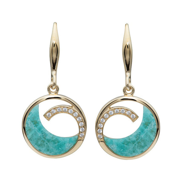 Unique & Co Gold Plated Silver Amazonite Drop Earrings  ME-826