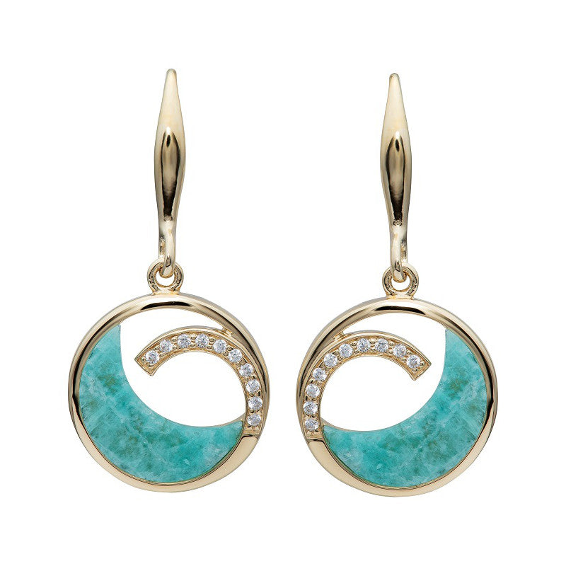 Unique & Co Gold Plated Silver Amazonite Drop Earrings  ME-826