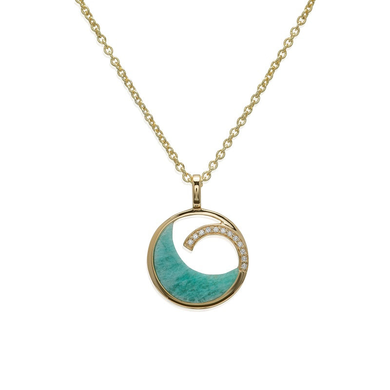 Unique & Co Silver Gold Plated Amazonite CZ Pendant MK-826